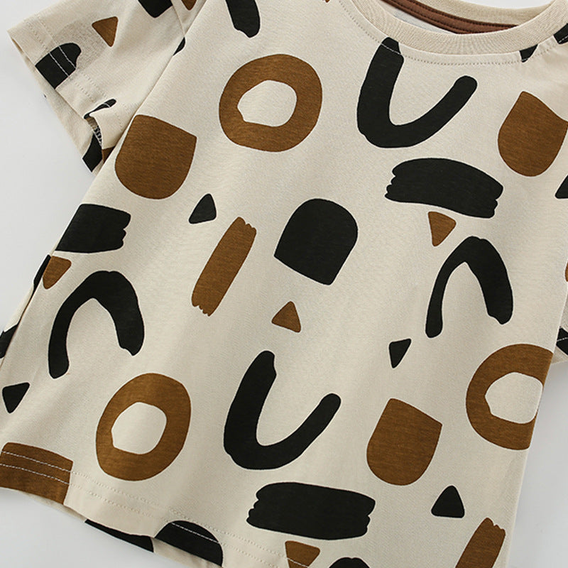 Summer Baby Kids Geometric Pattern T-shirt and Shorts Clothing Set for Boys, MyKids-USA®, Baby & Toddler Outfits, MyKids-USA -  -  -  -  -  -  - 