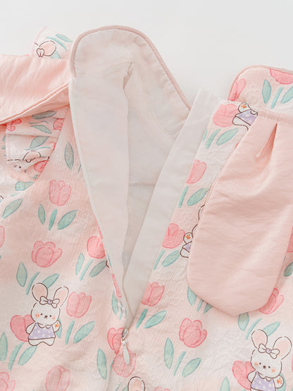 Autumn Arrival Baby Girls Flowers and Rabbits Pattern Long Sleeves Onesies with Stand Collar, MyKids-USA®, Baby One-Pieces, MyKids-USA -  -  -  -  -  -  - 