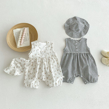 Summer Arrival Baby Boys and Girls Sleeveless Plaid or Floral Pattern Rompers, MyKids-USA®, Baby & Children's One-Pieces, MyKids-USA -  -  -  -  -  -  - .