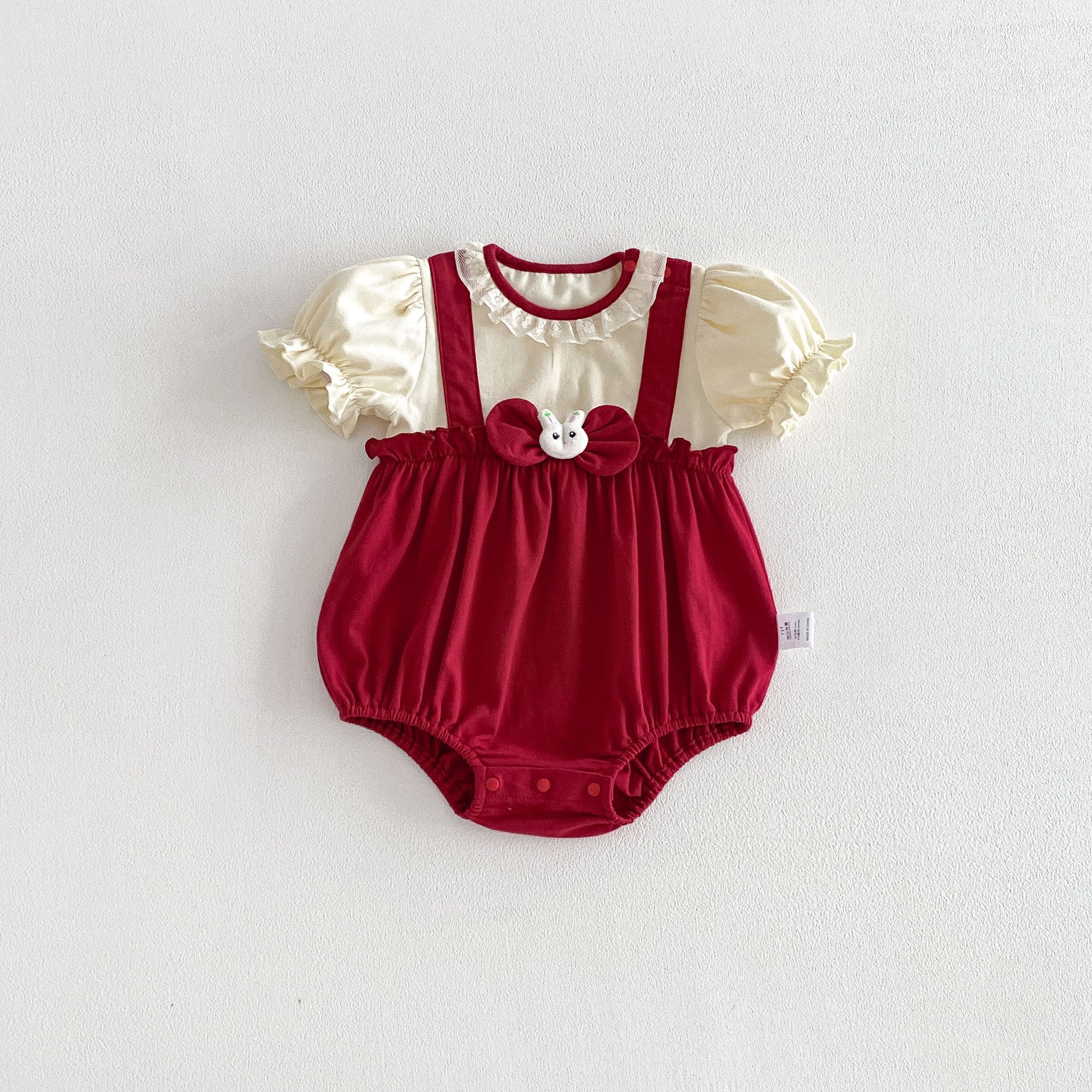 Design Summer Baby Kids Girls Short Sleeves Color Patchwork Bodysuit, MyKids-USA®, Bodysuits, MyKids-USA - Size/Age - 66 (3-6M) - Color - Red -  -  - TR2604082343-A.
