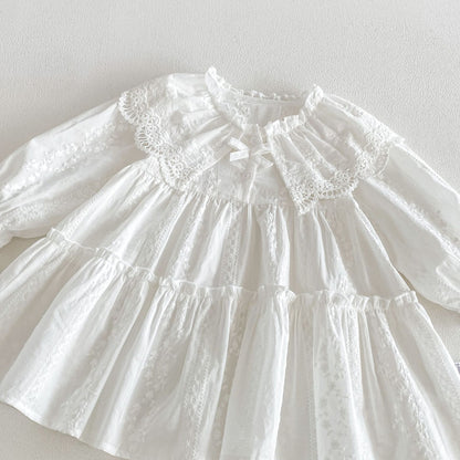 MyKids-USA® Autumn Arrival Baby Girls Long Sleeves Lace Trim Dress