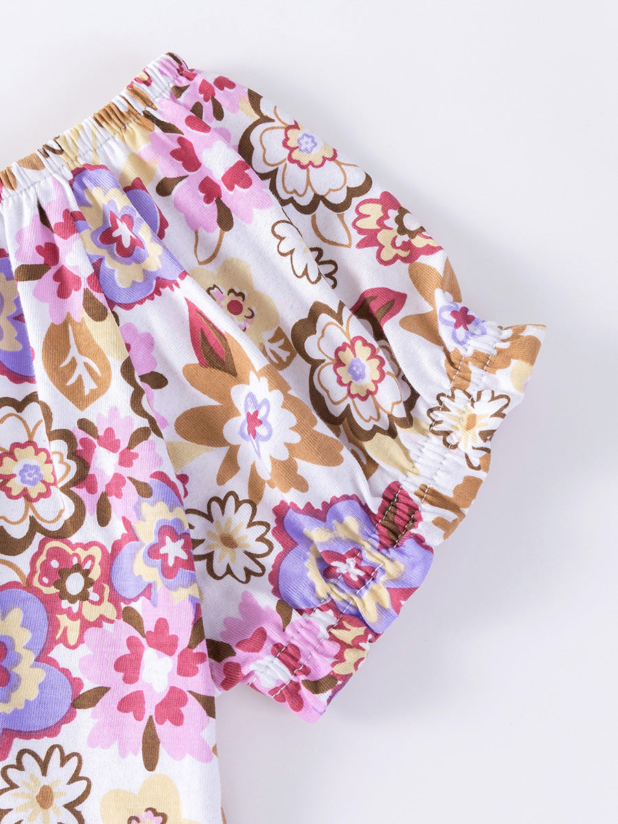 Summer Hot Selling Baby Kids Girls Short Sleeves Floral Pattern Top and Plain Skirt Clothing Set, MyKids-USA®, Baby & Children's Outfits, MyKids-USA -  -  -  -  -  -  - .