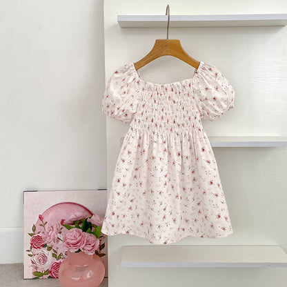 Summer Baby Girls French-style Flowers Pattern Short-sleeved Onesies and Dress – Princess Sister Matching, MyKids-USA®, Baby One-Pieces, MyKids-USA - Size/Age - 66 (3-6M) - Color - Light Pink -  -  - TR2503312229-B