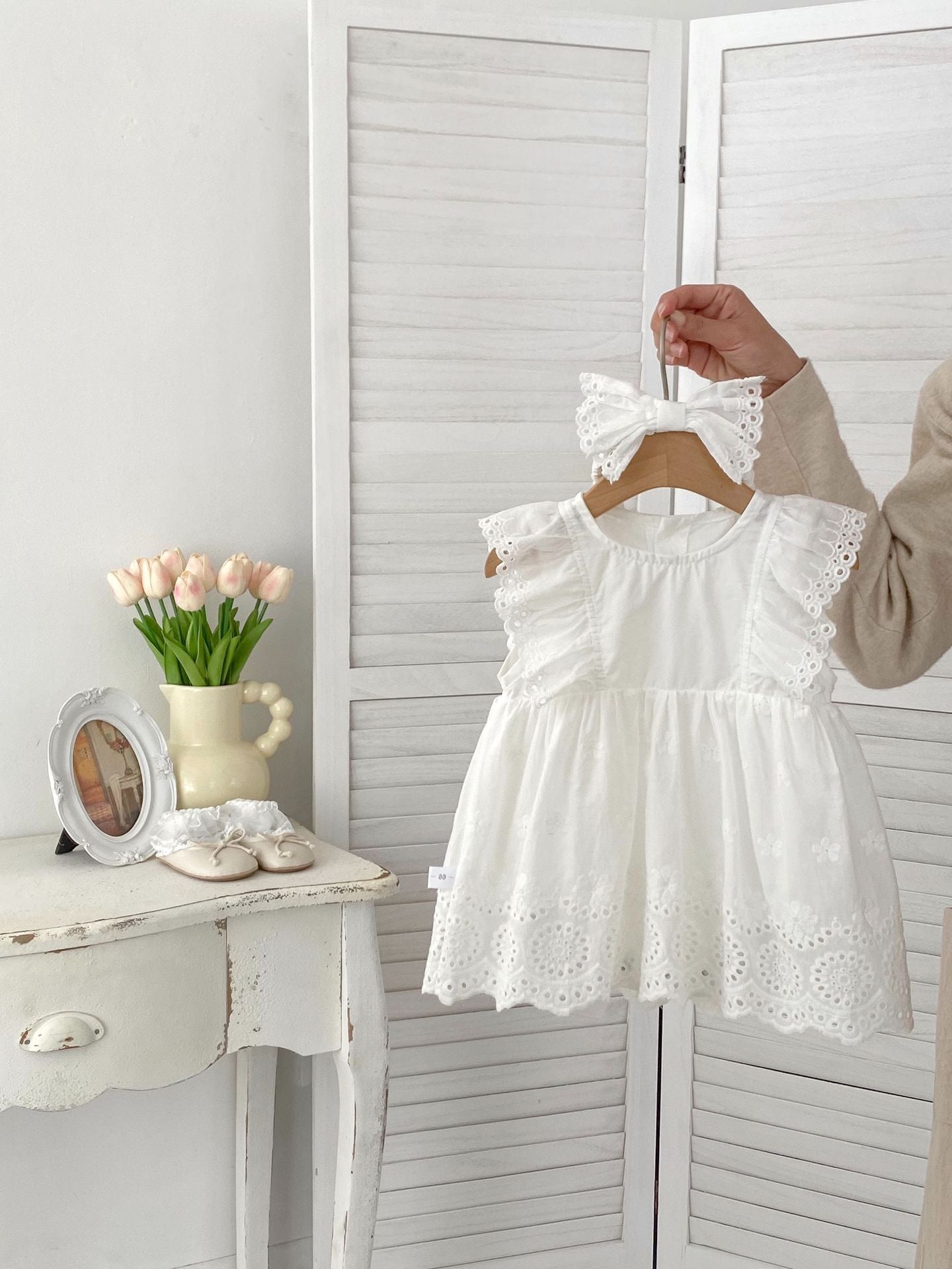 Design Summer Girls Floral Embroidered Hollow Out Short Sleeves Onesies Dress, MyKids-USA®, Baby & Toddler Dresses, MyKids-USA -  -  -  -  -  -  - 