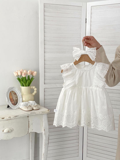 Design Summer Girls Floral Embroidered Hollow Out Short Sleeves Onesies Dress, MyKids-USA®, Baby & Toddler Dresses, MyKids-USA -  -  -  -  -  -  - 