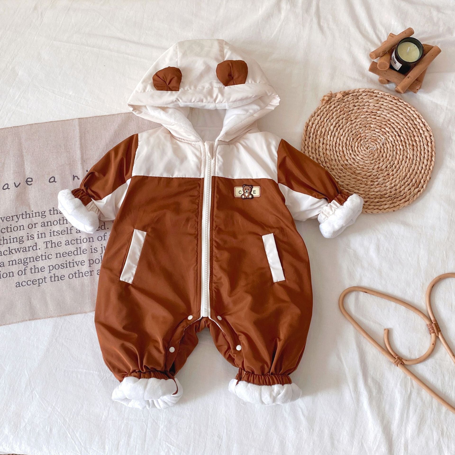 Winter Arrival Baby Unisex Long Sleeves Color Patchwork Fleece-Lined Hooded Rompers, MyKids-USA®, Baby One-Pieces, MyKids-USA -  -  -  -  -  -  - .