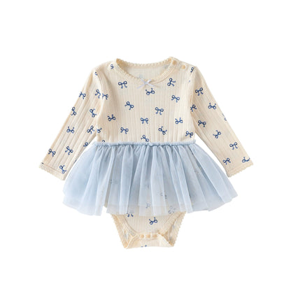 Autumn Arrival Baby Girls Long Sleeves Hearts Pattern Tulle Decorated Onesies, MyKids-USA®, Bodysuits, MyKids-USA - Size/Age - 66 (3-6M) - Color - Blue -  -  - TR2508272312-A