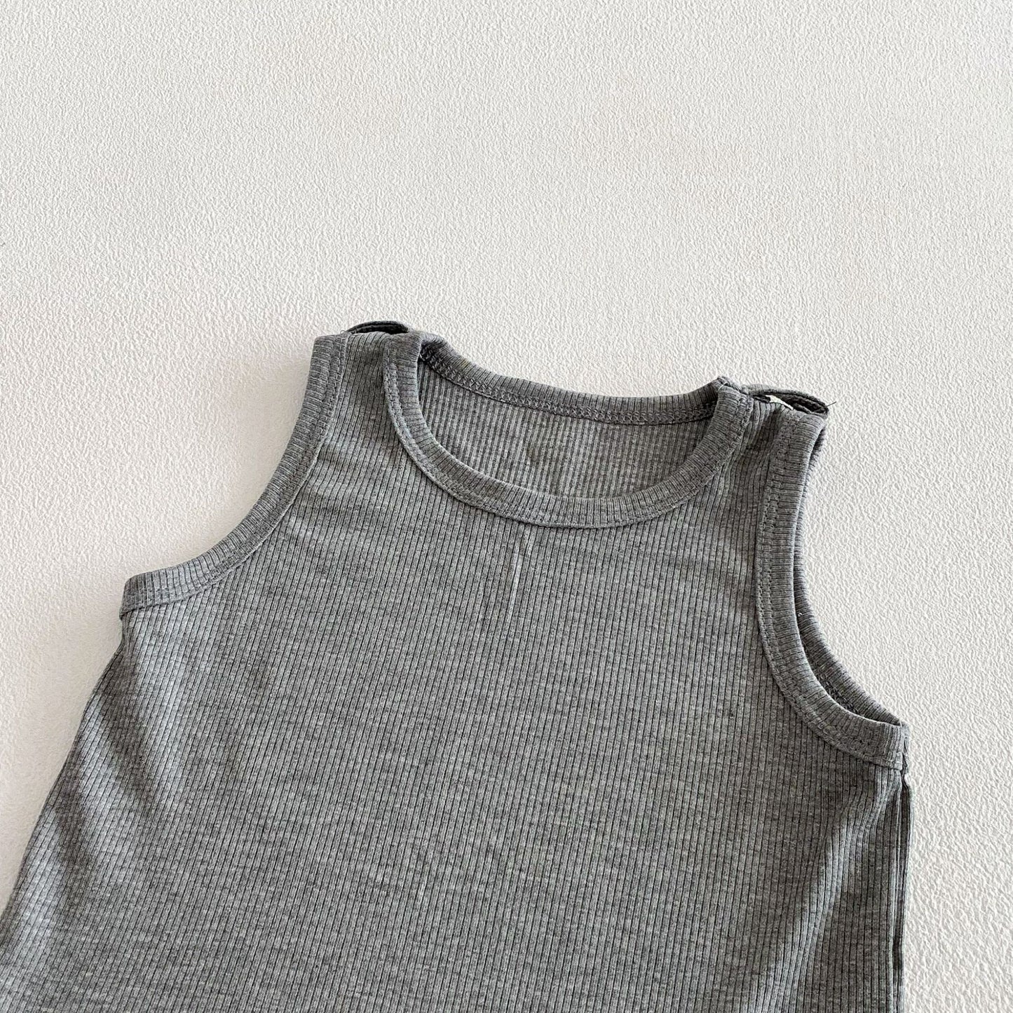 Summer Baby Kids Unisex Sleeveless Solid Color Vest and Leopard Pattern Overalls Clothing Set, MyKids-USA®, Baby & Toddler Outfits, MyKids-USA -  -  -  -  -  -  - .