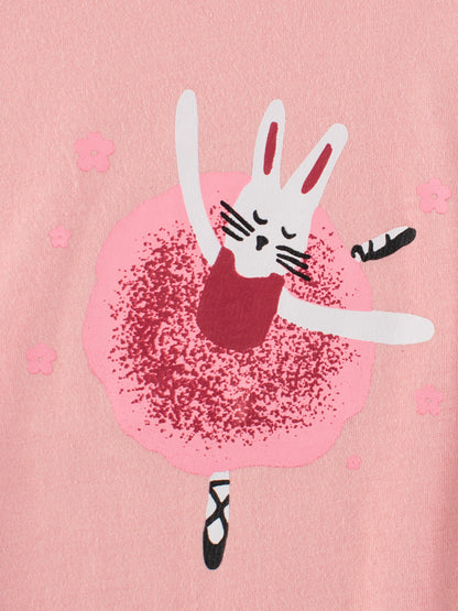 Rabbit Dancer Printing Girls’ T-Shirt In European And American Style For Summer