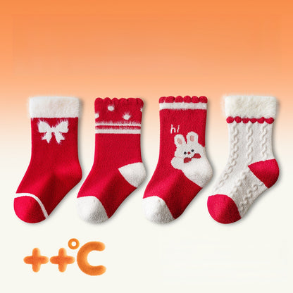 Winter and Autumn Arrival Baby Kids Boys and Girls Breathable Christmas Socks 1 Lot=4-Pair Set, MyKids-USA®, Baby & Toddler Socks & Tights, MyKids-USA - Size/Age - XS (0-1Y) - Color - White -  -  - TR2601222138-B.
