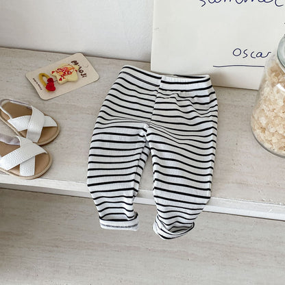 Arrival Baby Kids Girls Striped Casual Pants, MyKids-USA®, Baby & Toddler Bottoms, MyKids-USA - Size/Age - 66 (3-6M) - Color - Black -  -  - TR2604272352-A.