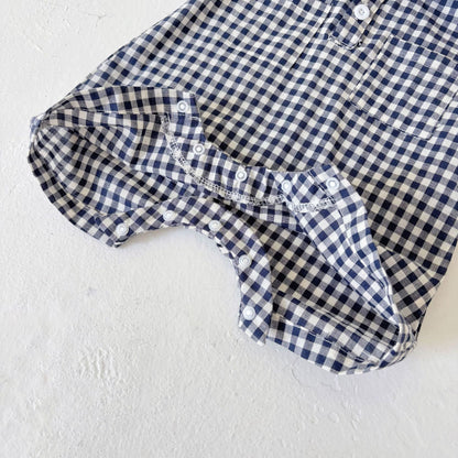 Summer Arrival Baby Boys Casual Plaid Pattern Short Sleeves Rompers, MyKids-USA®, Baby One-Pieces, MyKids-USA -  -  -  -  -  -  - 