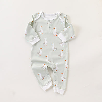 Autumn and Spring Arrival Baby Unisex Simple Animals Cartoon Pattern Long Sleeves Rompers, MyKids-USA®, Baby One-Pieces, MyKids-USA - Size/Age - 66 (3-6M) - Color - Green -  -  - TR2409261729-C