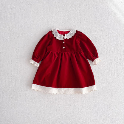 Autumn Arrival Baby Kids Girls Color Patchwork Long-sleeved Onesies and Dress – Princess Sister Matching Set, MyKids-USA®, Baby & Toddler Dresses, MyKids-USA - Size/Age - 66 (3-6M) - Color - Red -  -  - TR2510282312-B