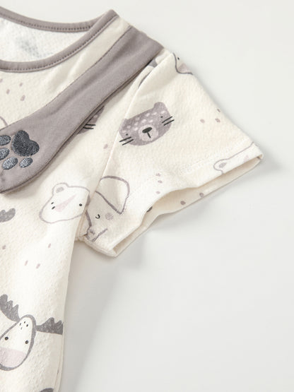 Summer Arrival Baby Boys Short Sleeves Cartoon Pattern Rompers Bodysuits