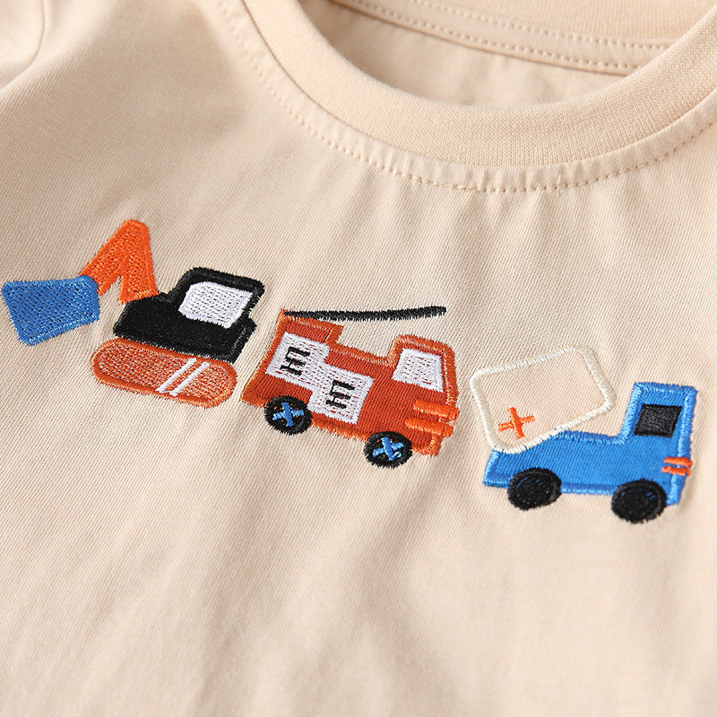 Spring and Autumn Boys Cartoon Embroidered Pattern Long Sleeves Top and Plaid Pants Clothing Set, MyKids-USA®, Baby & Toddler Outfits, MyKids-USA -  -  -  -  -  -  - 