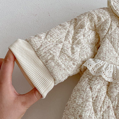 Winter Arrival Baby Girls Long Sleeves Floral and Argyle Pattern Fleece-line Warm Rompers, MyKids-USA®, Baby One-Pieces, MyKids-USA -  -  -  -  -  -  - 