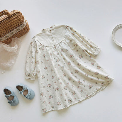 Autumn Arrival Baby Kids Girls Floral Pattern Long Sleeves Ruffle Neck Dress, MyKids-USA®, Baby & Toddler Dresses, MyKids-USA -  -  -  -  -  -  - 