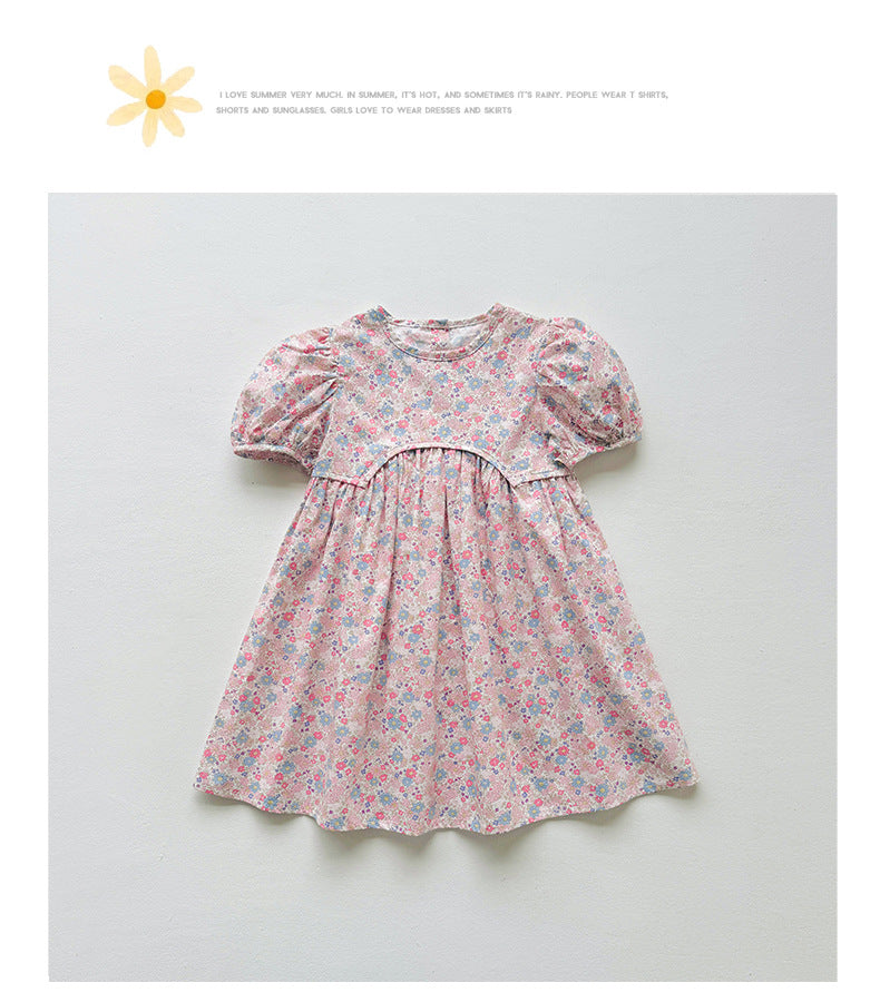 Summer Baby Kids Girls Short-Sleeved Floral Pattern Cute Dress, MyKids-USA®, Baby & Toddler Dresses, MyKids-USA - Size/Age - 90 (12-24M) - Color - Purple -  -  - TR2503072229-B