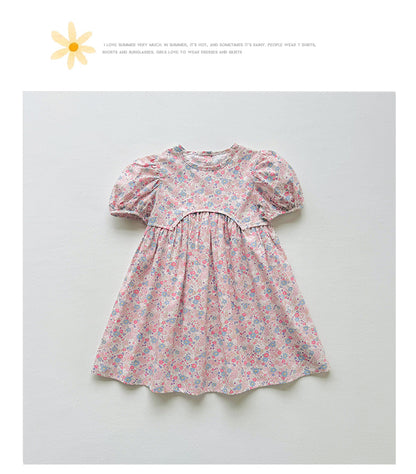 Summer Baby Kids Girls Short-Sleeved Floral Pattern Cute Dress, MyKids-USA®, Baby & Toddler Dresses, MyKids-USA - Size/Age - 90 (12-24M) - Color - Purple -  -  - TR2503072229-B