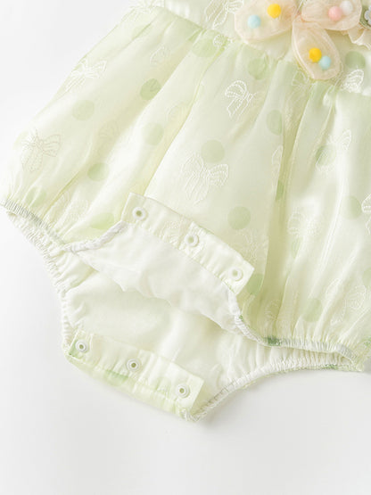 Summer New Design Baby Girls Light Polka Dots Pattern Sleeveless Sweet Beaded Onesies