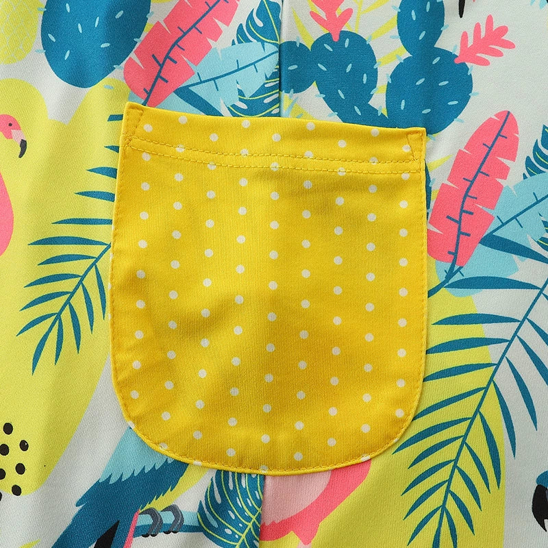 Summer Arrival Colorful Jungle Cartoon Pattern Short Sleeves Dress for Stylish Girls, MyKids-USA®, Baby & Toddler Dresses, MyKids-USA -  -  -  -  -  -  - 