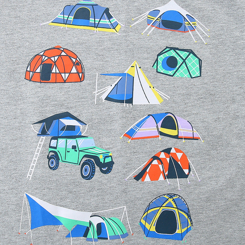Summer Boys’ Camping Cartoon Pattern T-shirt in European and American Style, MyKids-USA®, Baby & Toddler Tops, MyKids-USA -  -  -  -  -  -  - 