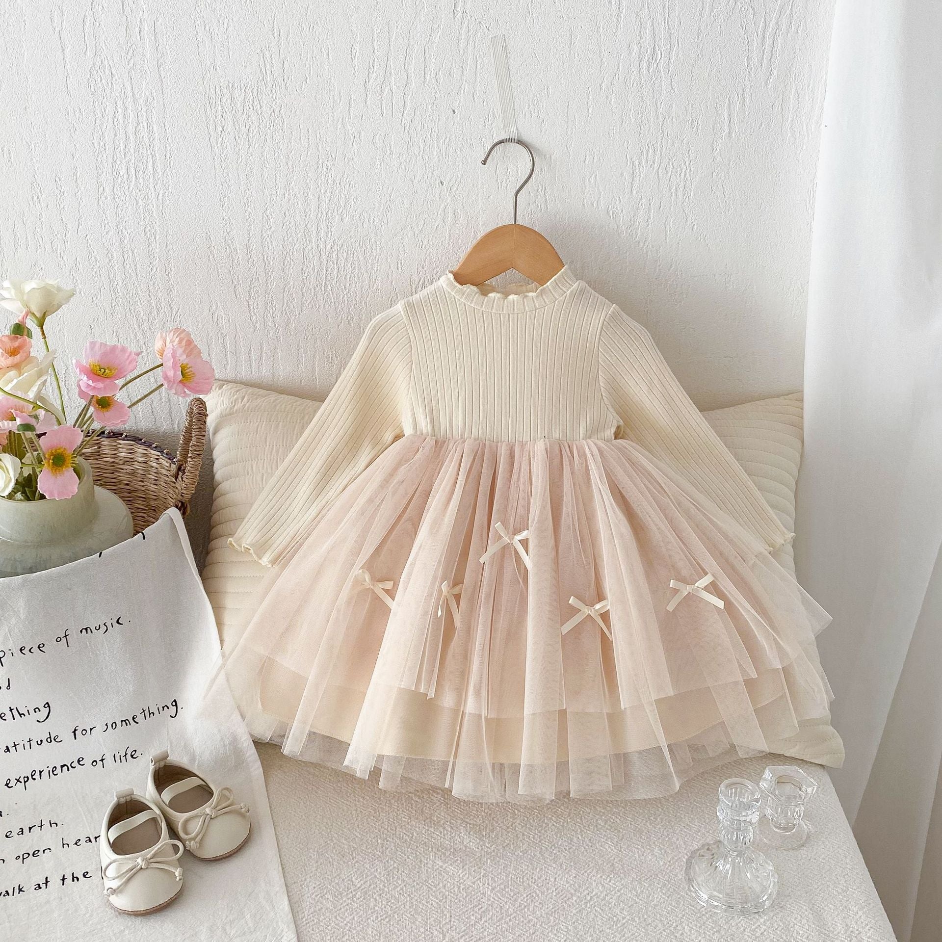 Spring and Autumn Hot Selling Baby Kids Girls Princess Long Sleeves Tulle Patchwork Dress, MyKids-USA®, Baby & Toddler Dresses, MyKids-USA - Size/Age - 90 (12-24M) - Color - Apricot -  -  - TR2505152108-A