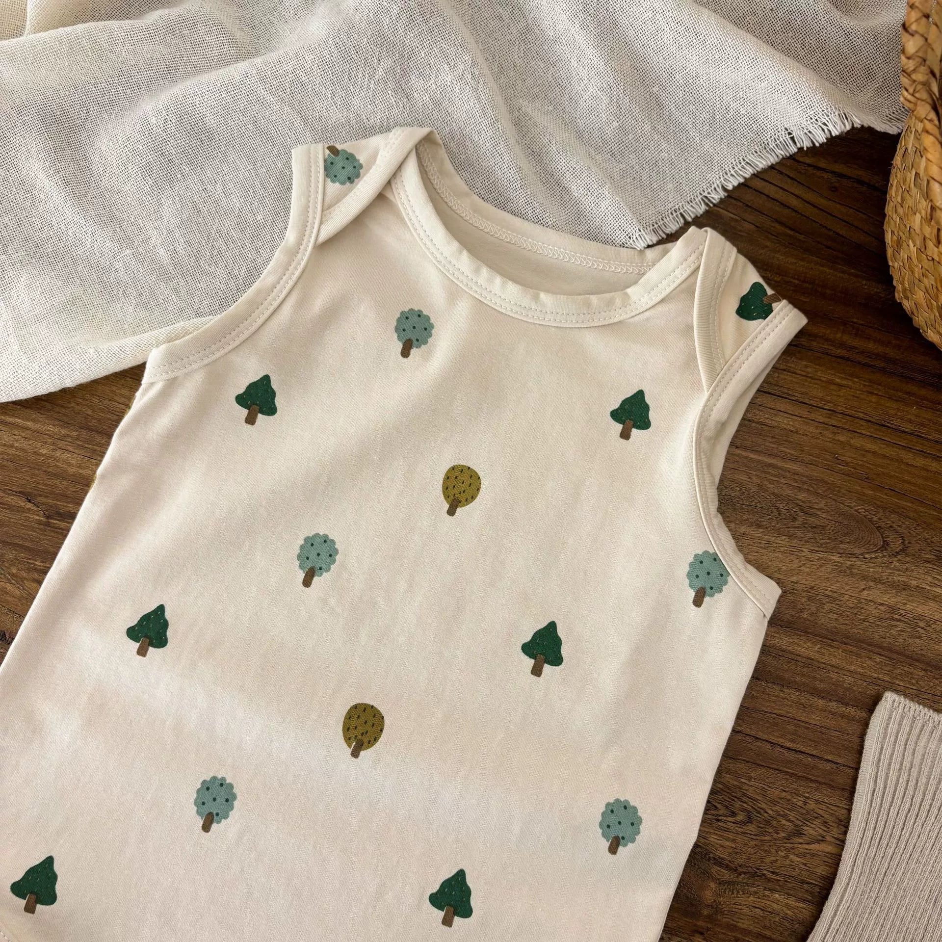 Summer Arrival Baby Unisex Casual Tiny Trees Pattern Sleeveless Onesies, MyKids-USA®, Baby One-Pieces, MyKids-USA -  -  -  -  -  -  - 