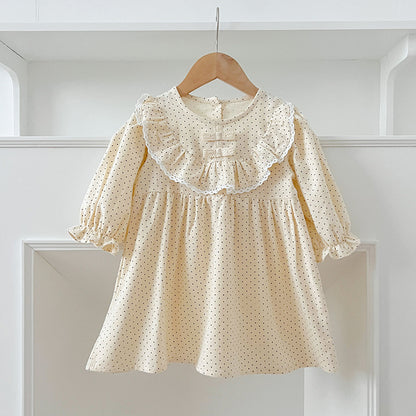 Arrival Autumn Dots Print Baby Kids Girls Crew Neck Onesies and Dress – Princess Sister Matching Set, MyKids-USA®, Baby & Toddler Outfits, MyKids-USA - Size/Age - 66 (3-6M) - Color - Apricot -  -  - TR2408092040-A