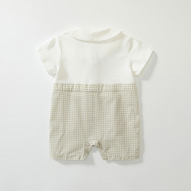 Summer Arrival Baby Boys Short Sleeves Cute Plaid Pattern Rompers, MyKids-USA®, Baby One-Pieces, MyKids-USA -  -  -  -  -  -  - 