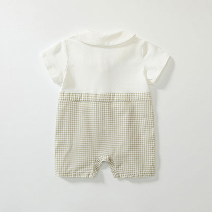 Summer Arrival Baby Boys Short Sleeves Cute Plaid Pattern Rompers, MyKids-USA®, Baby One-Pieces, MyKids-USA -  -  -  -  -  -  - 
