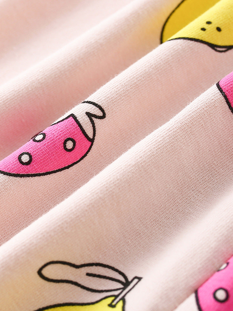 Arrival Summer Baby Kids Girls Short Sleeves Fruits Pattern T-shirt and Pants Clothing Set