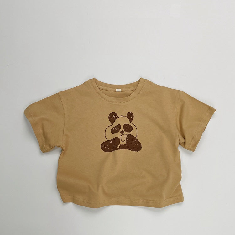 Summer Arrival Kids Unisex Comfortable Short Sleeves Panda Pattern Top Casual T-shirt, MyKids-USA®, Baby & Toddler Tops, MyKids-USA - Size/Age - 80 (9-12M) - Color - Apricot -  -  - TR2505142102-A