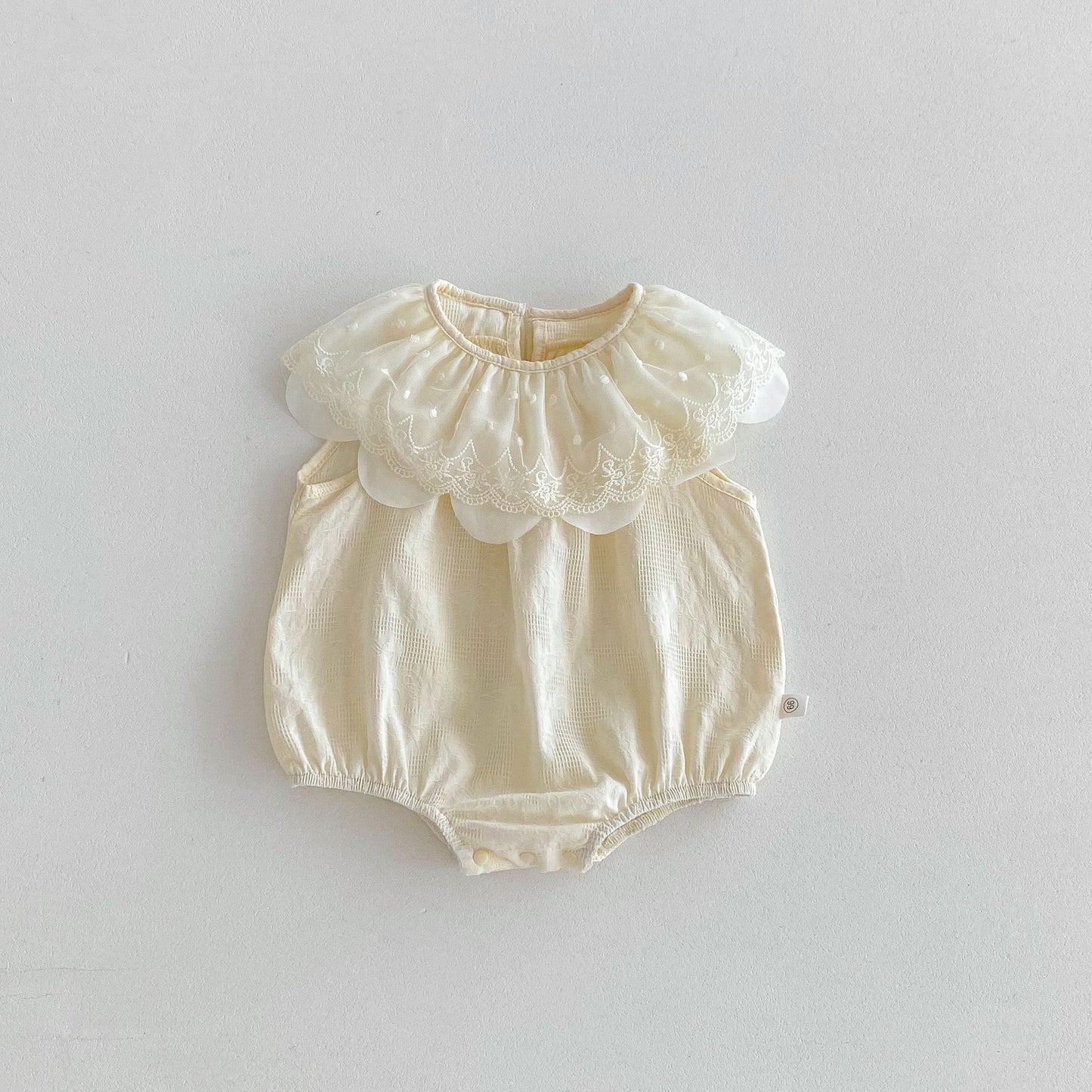 Summer Arrival Baby Girls Lace Embroidery Collar Sleeveless Onesies, MyKids-USA®, Baby One-Pieces, MyKids-USA - Size/Age - 66 (3-6M) - Color - Apricot -  -  - TR2506082349-A