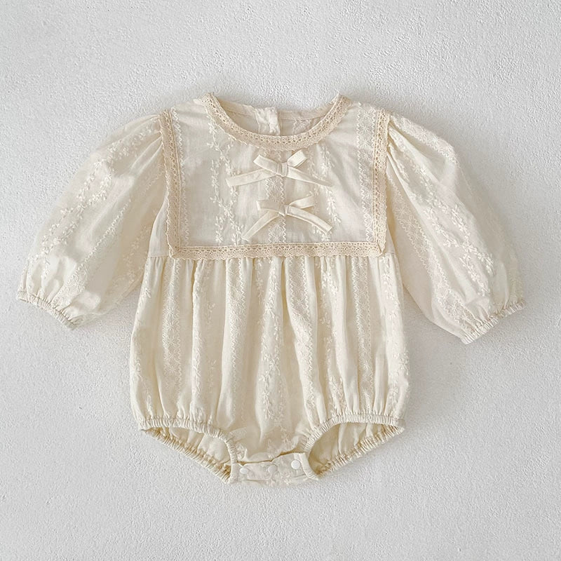 Autumn Baby Girls French Style Solid Color Flowers Pattern Long-sleeved Onesies and Dress – Princess Sister Matching Set, MyKids-USA®, Baby & Toddler Dresses, MyKids-USA -  -  -  -  -  -  - 