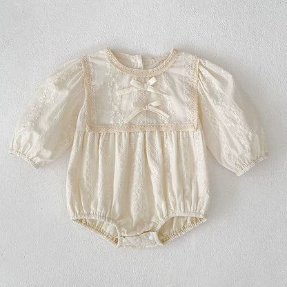 Autumn Baby Girls French Style Solid Color Flowers Pattern Long-sleeved Onesies and Dress – Princess Sister Matching Set, MyKids-USA®, Baby & Toddler Dresses, MyKids-USA -  -  -  -  -  -  - 