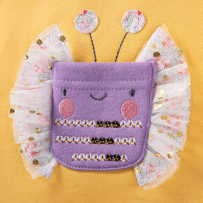 Autumn and Winter Arrival Cartoon Pattern Color Patchwork Long Sleeves Crew Neck Dress for Stylish Girls, MyKids-USA®, Baby & Toddler Dresses, MyKids-USA -  -  -  -  -  -  - 