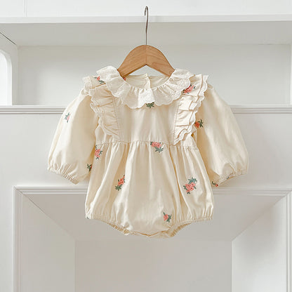 Arrival Autumn Baby Kids Girls Long Sleeves Floral Embroidery Pattern French Collar Onesies and Dress – Princess Sister Matching Set, MyKids-USA®, Baby & Toddler Outfits, MyKids-USA - Size/Age - 66 (3-6M) - Color - Beige -  -  - TR2408161040-B