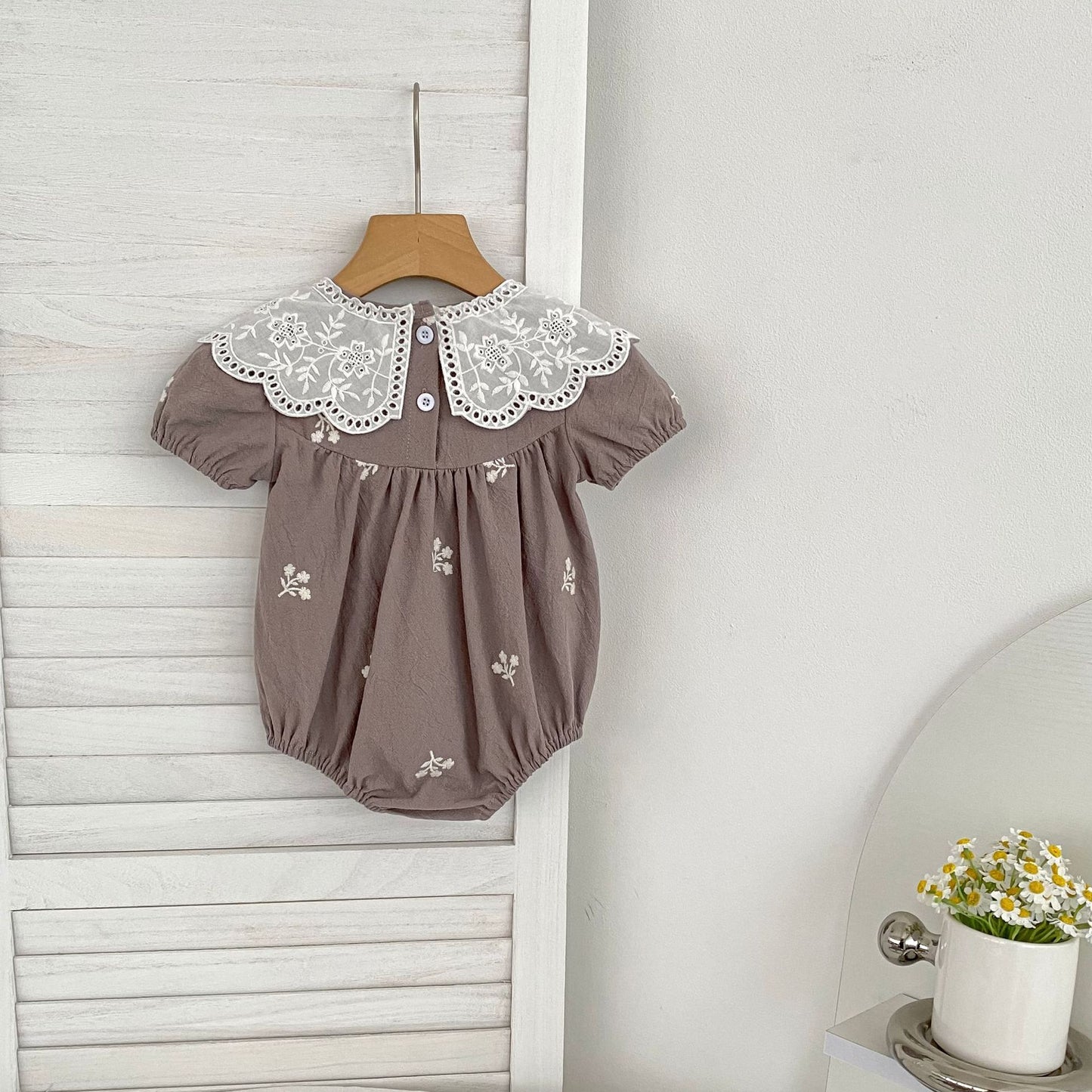 Summer Girls Simple Flowers Embroidery Pattern Short Sleeves Onesies and Girls’ Dress – Princess Sister Matching Set, MyKids-USA®, Baby & Toddler Dresses, MyKids-USA - Size/Age - 66 (3-6M) - Color - Beige -  -  - TR2505051909-B