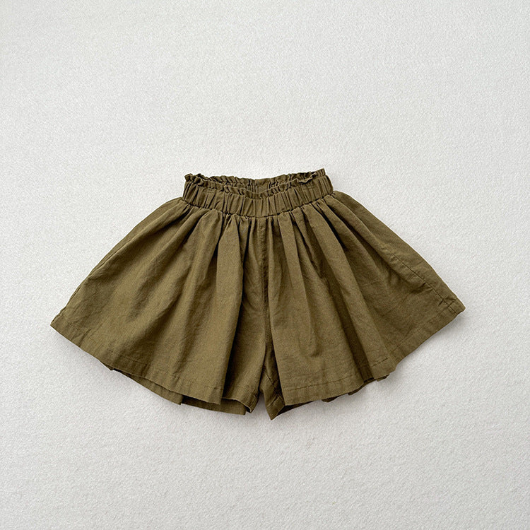 Summer Hot Selling Kids Girls Ruffle Pleated Solid Color Casual Skirt