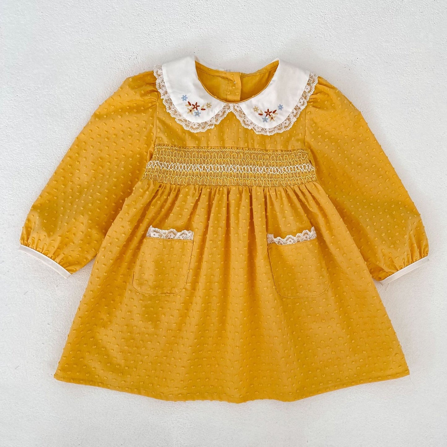 Arrival Spring and Autumn Flowers Pattern Lace Trim Baby Kids Girls Onesies and Dress – Princess Sister Matching Set, MyKids-USA®, Baby & Toddler Outfits, MyKids-USA - Size/Age - 66 (3-6M) - Color - Yellow -  -  - TR2602242327-B.