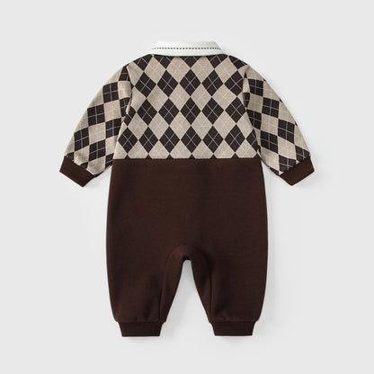 Autumn Hot Selling Baby Boys Color Patchwork Plaid Rompers Bodysuits with Collar, MyKids-USA®, Baby One-Pieces, MyKids-USA -  -  -  -  -  -  - 