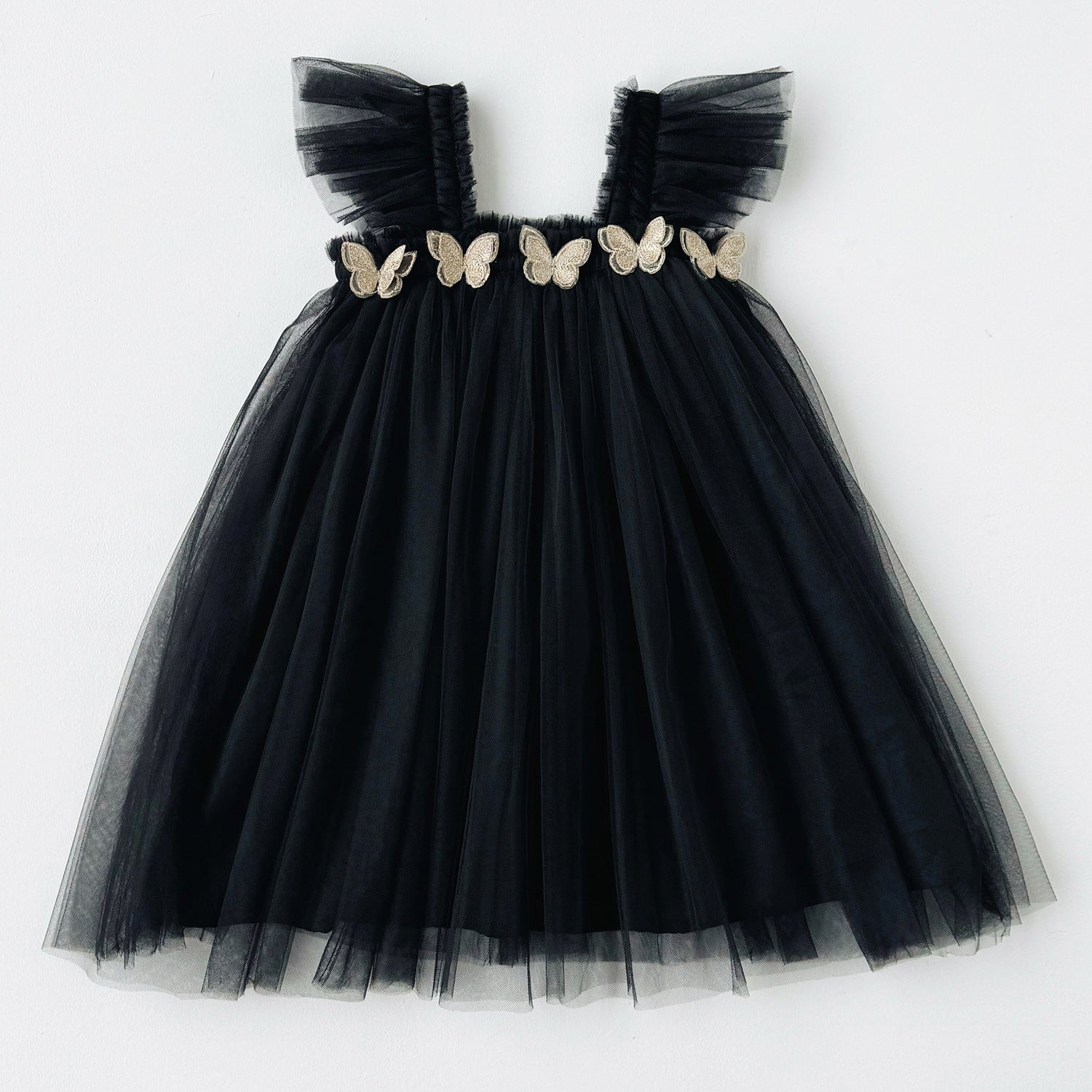 Summer Baby Kids Girls Fly Sleeves Butterfly Pattern Tulle Strap Dress, MyKids-USA®, Baby & Children's Dresses, MyKids-USA - Size/Age - 80 (9-12M) - Color - Black -  -  - TR2605202128-A.