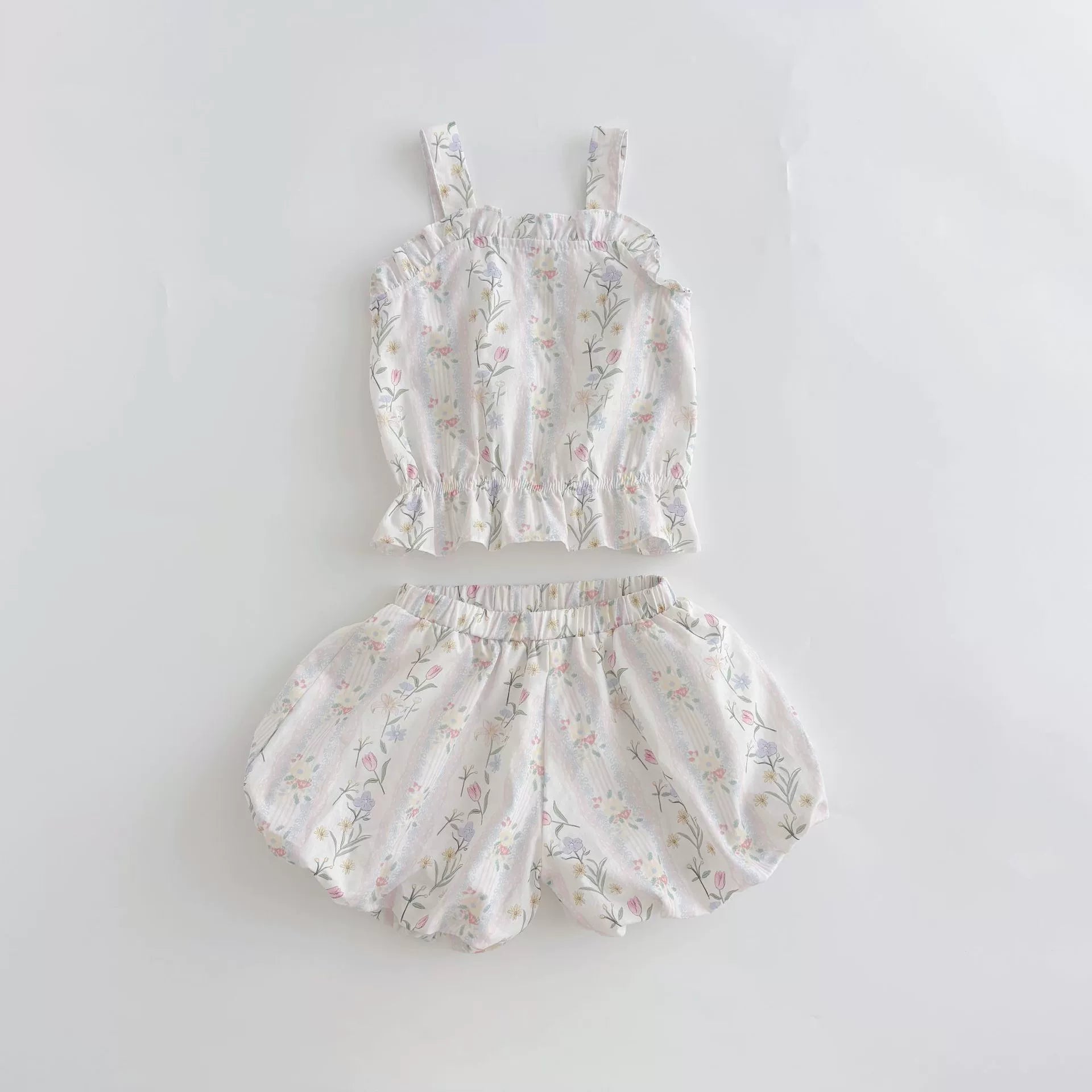 Summer Hot Selling Baby Girls Sleeveless Flowers Pattern Vest and Shorts Clothing Set, MyKids-USA®, Baby & Toddler Outfits, MyKids-USA - Size/Age - 90 (12-24M) - Color - Beige -  -  - TR2506072048