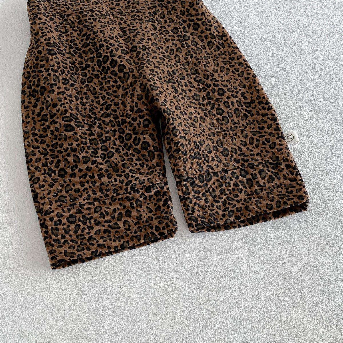 MyKids-USA® Hot Selling Autumn Baby Kids Long Sleeves Solid Color Top and Sleeveless Leopard Overalls Set