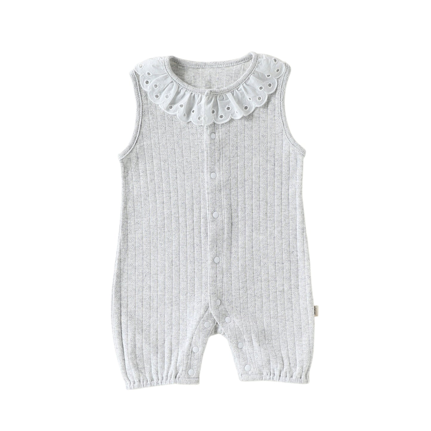 Summer Arrival Baby Girls Sleeveless Lace Trim Collar Single Breasted Rompers Bodysuits, MyKids-USA®, Baby & Children's One-Pieces, MyKids-USA - Size/Age - 66 (3-6M) - Color - Grey -  -  - TR2604272356-C.