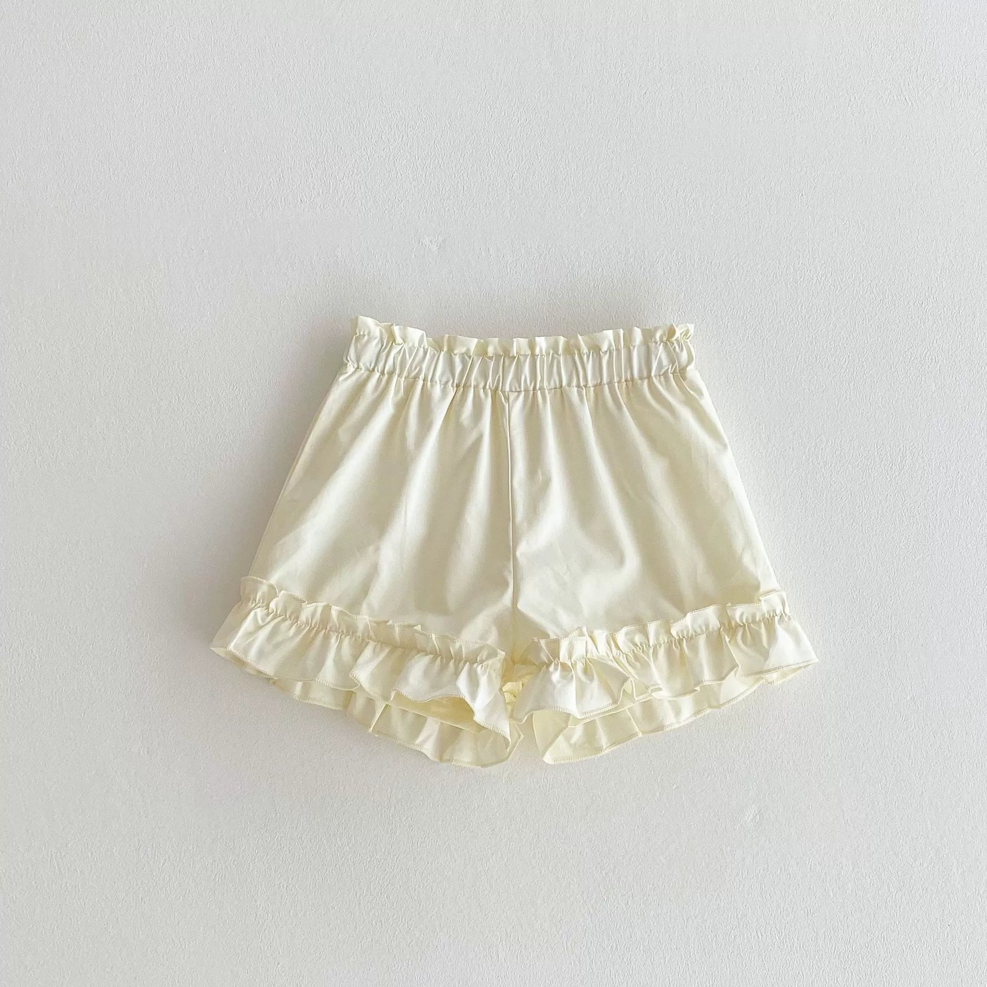 Summer Arrival Kids Girls Cotton Casual Style Ruffle Design Shorts, MyKids-USA®, Shorts, MyKids-USA - Size/Age - 100 (2-3Y) - Color - Beige -  -  - TR2506142034-A