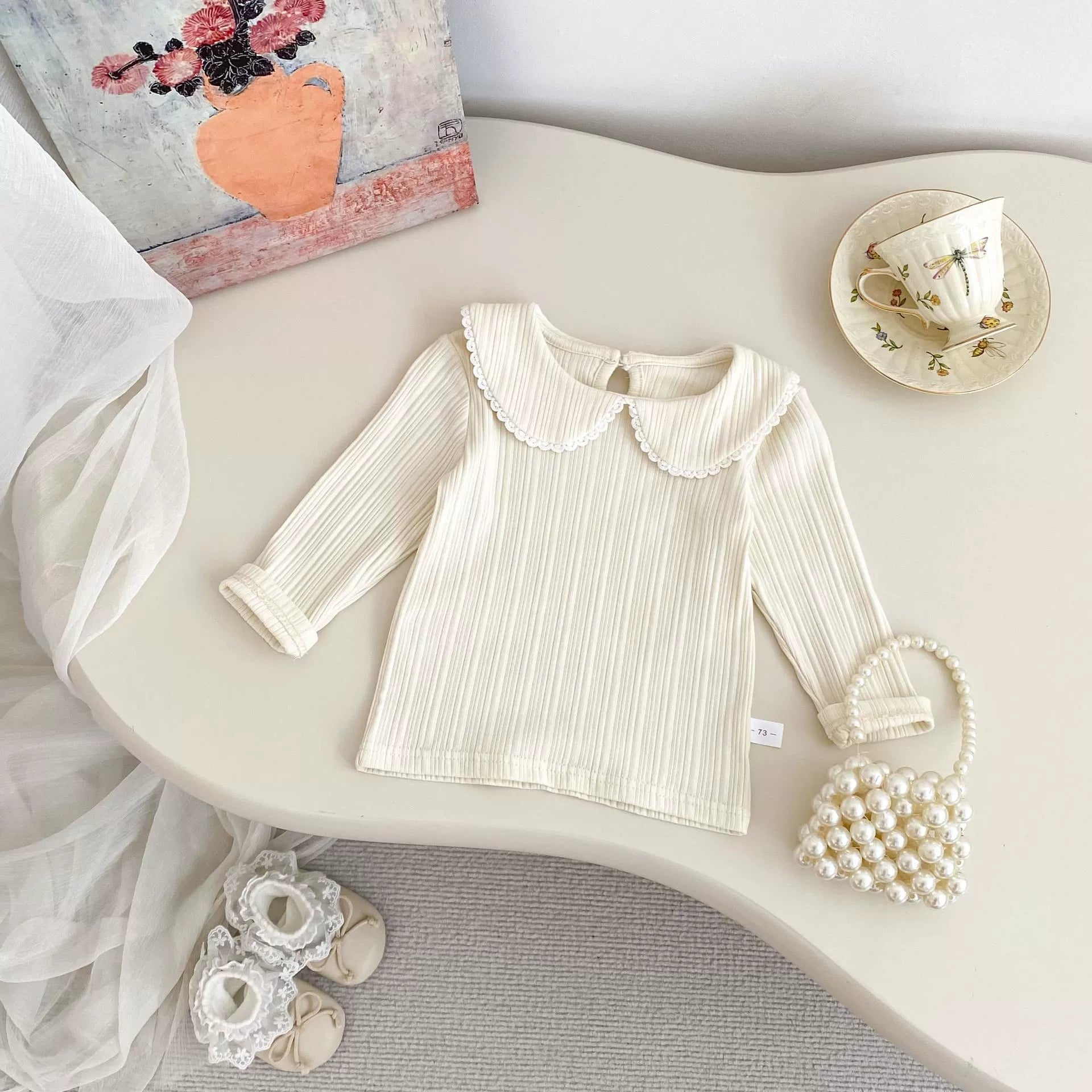 Autumn Arrival Baby Girls Solid Color Long Sleeves Striped Pattern Top with Collar, MyKids-USA®, Baby & Toddler Tops, MyKids-USA -  -  -  -  -  -  - 