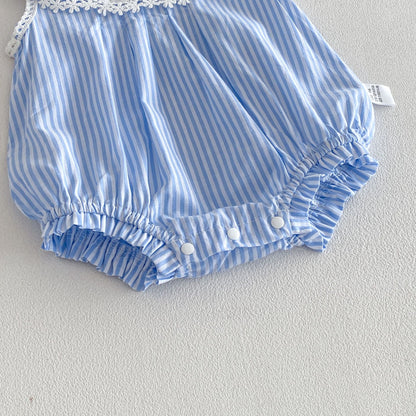 Summer Arrival Baby Girls Sleeveless Flowers Pattern Lace Trim Bodysuit, MyKids-USA®, Baby & Children's One-Pieces, MyKids-USA® -  -  -  -  -  -  - .